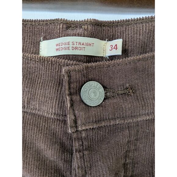 Levi's Wedgie Straight Corduroy Pants 34x28 Brown Button Fly High Rise Premium - Picture 5 of 11